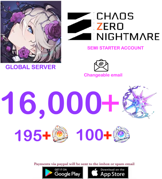 [GLOBAL SERVER] ⭐ ?? Crystals  ⭐  Chaos Zero Nightmare Fresh Semi Starter Account v6