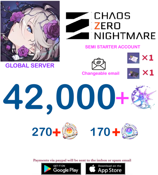 [GLOBAL SERVER] ⭐ ?? Crystals  ⭐  Chaos Zero Nightmare Fresh Semi Starter Account v5