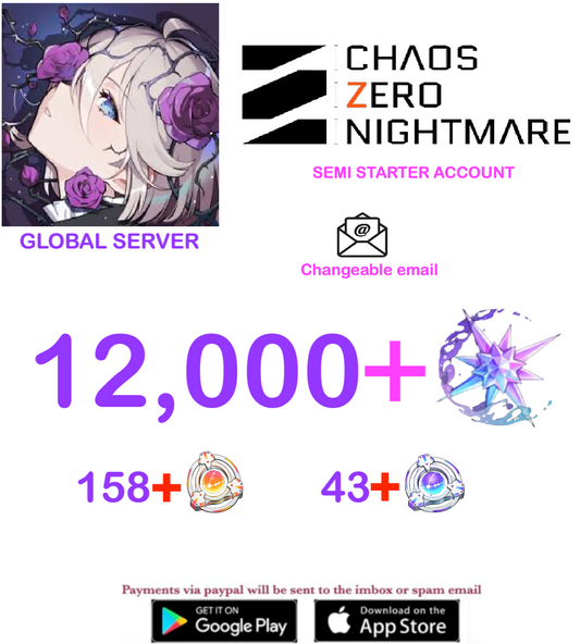 [GLOBAL SERVER] ⭐ ?? Crystals  ⭐  Chaos Zero Nightmare Fresh Semi Starter Account v4