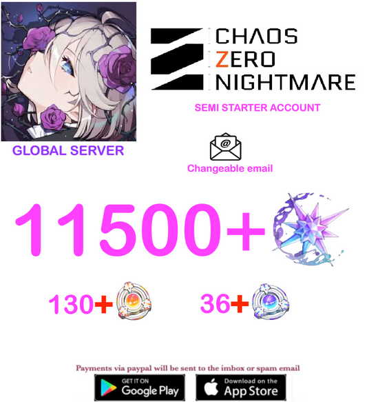 [GLOBAL SERVER] ⭐ ?? Crystals  ⭐  Chaos Zero Nightmare Fresh Semi Starter Account v4