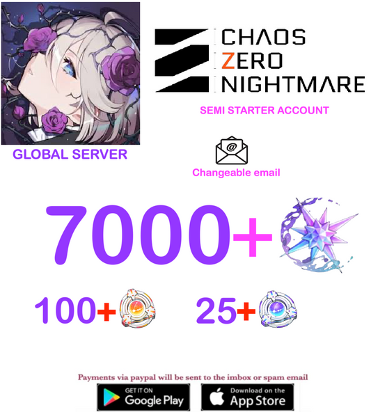 [GLOBAL SERVER] ⭐ ?? Crystals  ⭐  Chaos Zero Nightmare Fresh Semi Starter Account