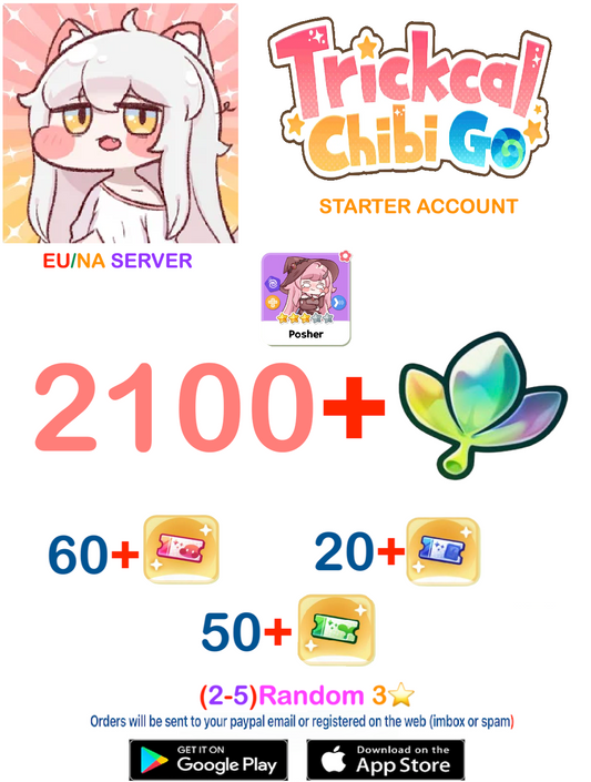 [NA/EU SERVER] ⭐ 2100  Gems ⭐  Trickcal:Chibi Go Fresh Starter Account