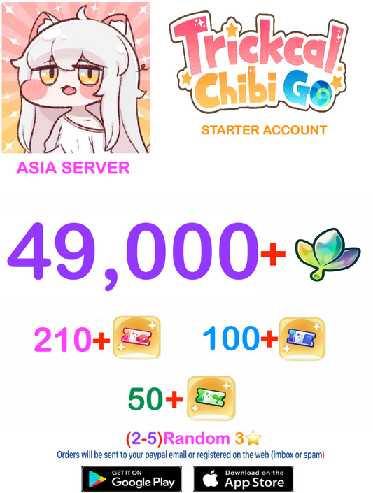 [ASIA SERVER] ⭐ 49000  Gems ⭐  Trickcal:Chibi Go Fresh Semi Starter Account