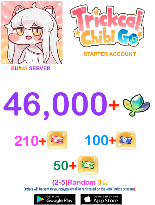 [NA/EU SERVER] ⭐ 46.000  Gems ⭐  Trickcal:Chibi Go Fresh Semi Starter Account