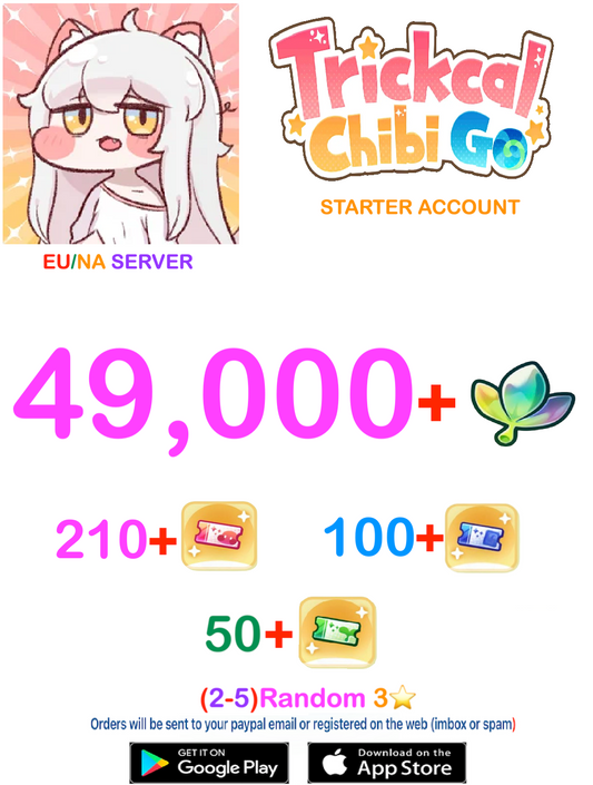 [NA/EU SERVER] ⭐ 49.000  Gems ⭐  Trickcal:Chibi Go Fresh Semi Starter Account