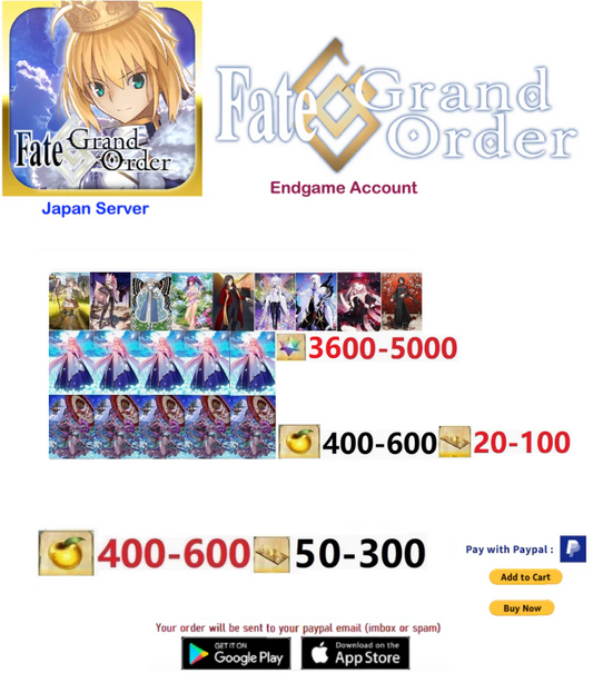 [JAPAN SERVER]  Custom  Fate Grand Order FGO Endgame   Account v1
