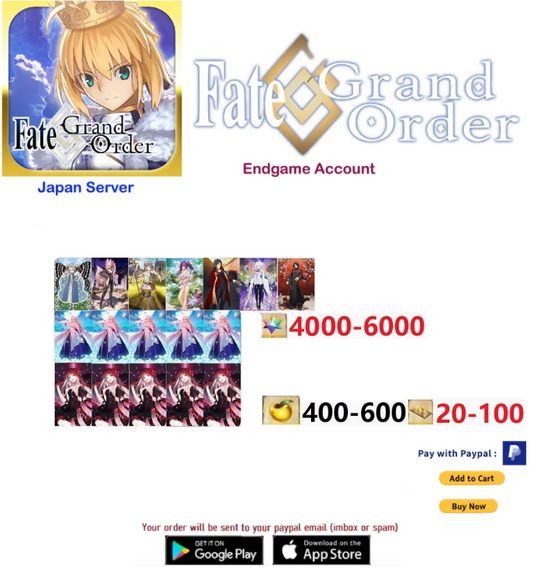 [JAPAN SERVER]  BG FULL GET Fate Grand Order FGO Endgame Reroll  Account