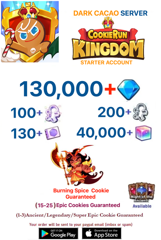 [GLOBAL/Dark Cacao][INSTANT DELIVERY] 1300,000+ Gems Cookie Run: Kingdom Starter Reroll Account