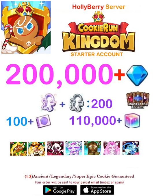 [GLOBAL/HOLLYBERRY][INSTANT DELIVERY] 200,000+ Gems + ?? / Cookie Run: Kingdom Starter Account