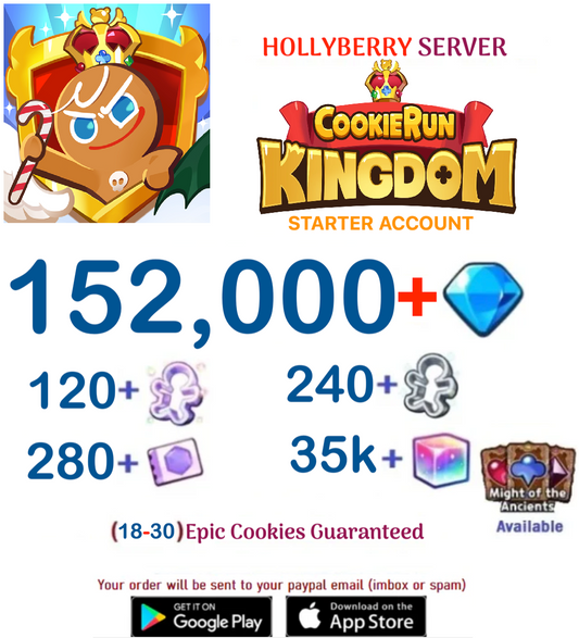 [GLOBAL/Hollyberry] 152,000+Gems   Cookie Run: Kingdom Starter Reroll Account