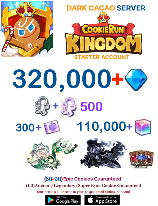 [GLOBAL/DARK CACAO][INSTANT DELIVERY] 320,000+Gems + White Lily Cookie (Dawnbringer)   / Cookie Run: Kingdom Starter Reroll Account