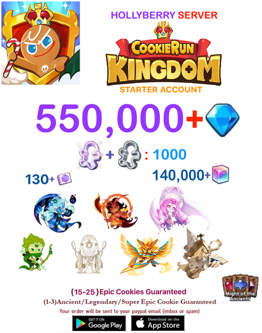 [GLOBAL/Hollyberry][Ask the seller Availability] 550,000+Gems +  ??? / Cookie Run: Kingdom Starter Reroll Account