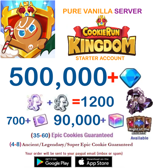[GLOBAL/Pure Vanilla] 500,000+ Gems Cookie Run: Kingdom Starter Reroll Account