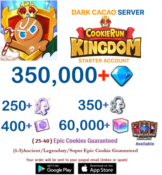 [GLOBAL/Dark Cacao] 350,000+ Gems Cookie Run: Kingdom Starter Reroll Account