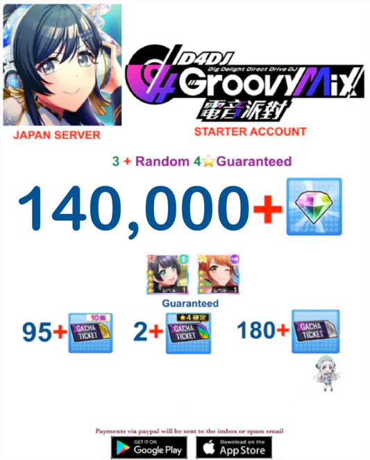 [JAPAN SERVER ] 130,000 + Gems  D4DJ Groovy Mix Starter Reroll Account