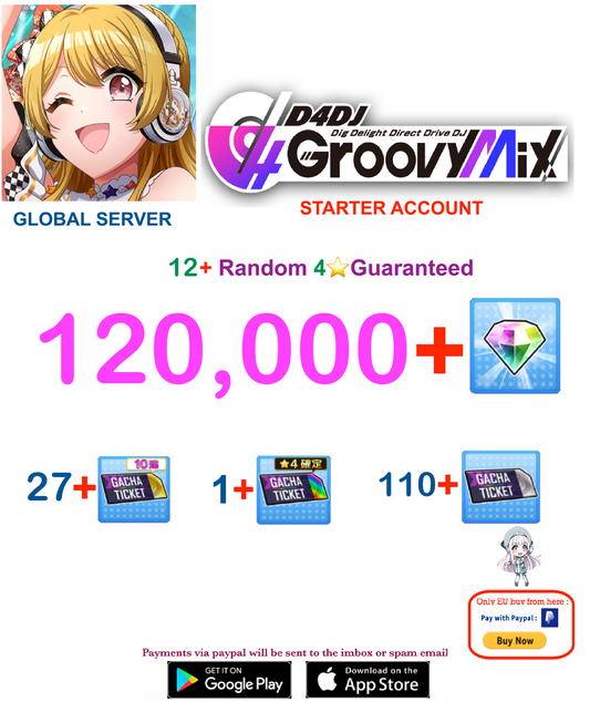 [EN SERVER ] ??+ Gems  D4DJ Groovy Mix Starter Reroll Account
