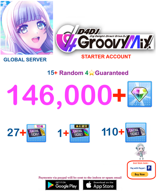 [EN SERVER ] ??+ Gems  D4DJ Groovy Mix Starter Reroll Account v2