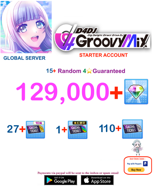 [EN SERVER ] ??+ Gems  D4DJ Groovy Mix Starter Reroll Account v2