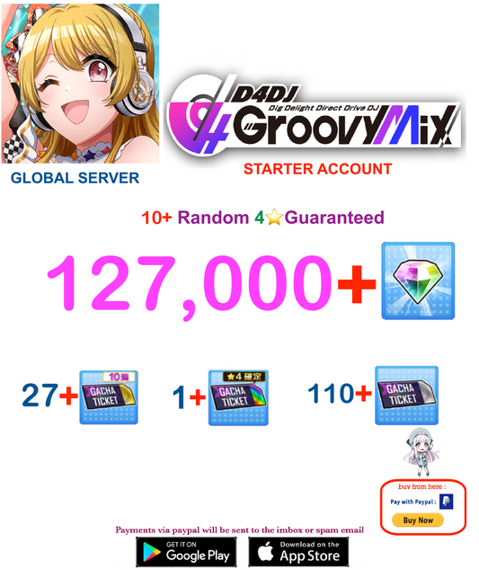 [EN SERVER ] ??+ Gems  D4DJ Groovy Mix Starter Reroll Account