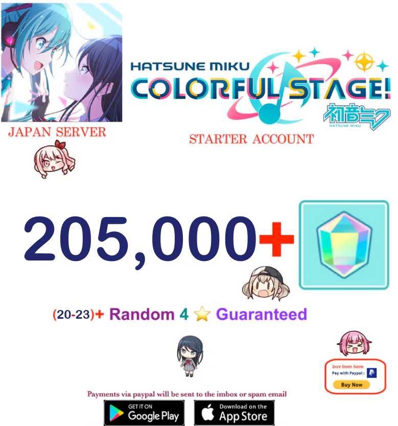 [JAPAN SERVER][Instant Delivery] 205,000+ Gems, 20+ 4⭐ Project Sekai Colorful Stage ft. Hatsune Miku PJSekai Reroll Account