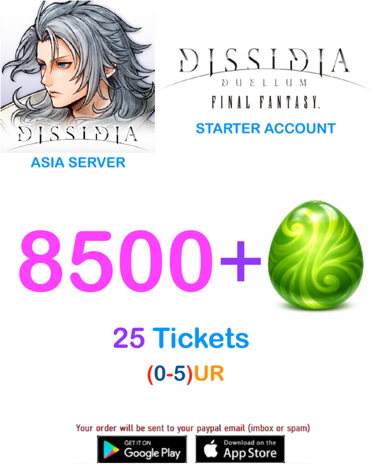 [ASIA SERVER] 8500 + DISSIDIA DUELLUM FINAL FANTASY  STARTER ACCOUNT