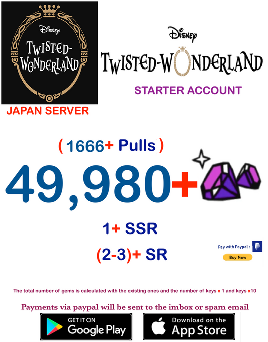 [JAPAN SERVER /INSTANT DELIVERY] 49,980 Gems  Disney Twisted Wonderland Starter Account