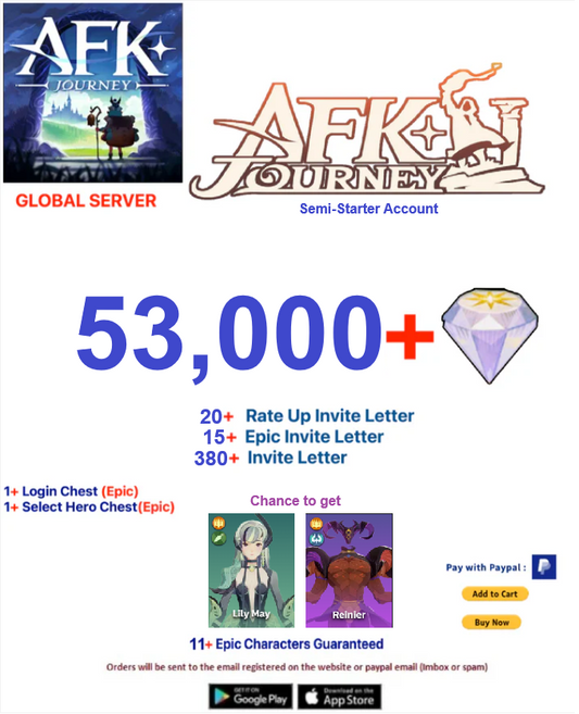 ⭐[Global Server ]⭐  53000+   Diamonds   AFK Journey Semi - Starter Account