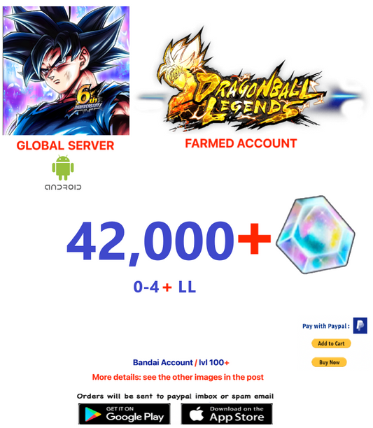 (Global Server)(ANDROID VERSION)  40.000 + Crystal    Dragon Ball Legends Farmed Account