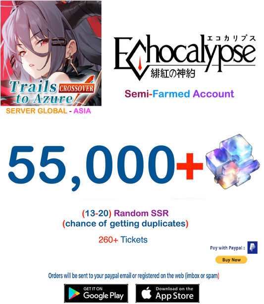 [Global - Asia Server] 40,000 Crystals  Echocalypse Semi-Farmed Account v1