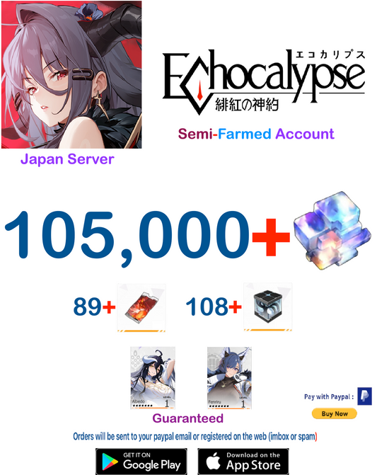 [Japan Server] 105,000 Crystals + Albedo + Fenriru   Echocalypse Semi-Farmed Account