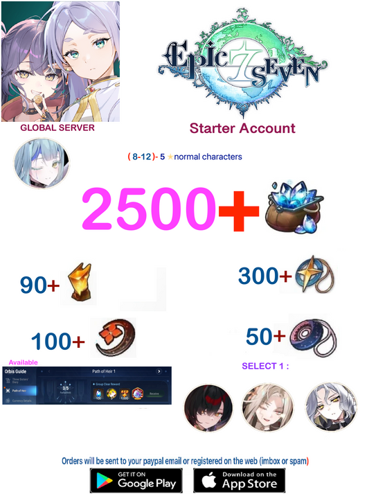 [Global Server] ⭐ 2500 Skystone   EPIC SEVEN Fresh Starter Account