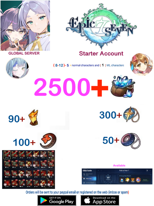 [Global Server] ⭐ 2500 Skystone   EPIC SEVEN Fresh Starter Account
