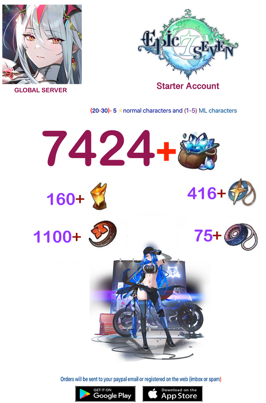 [GLOBAL SERVER][LAST ONE] ⭐ 7424  Skystone   EPIC SEVEN Fresh Starter Account