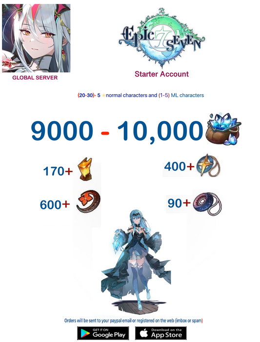 [Global Server ] ⭐ 9000 - 10.000  Skystone - Sea Phantom Politis⭐  EPIC SEVEN Fresh Starter Account