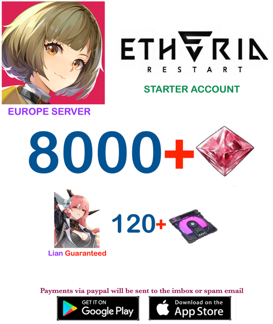 [Europe Server]  8000+ crystals  Etheria restart  Reroll  Starter Account ( BUY 2 - GET 3 )