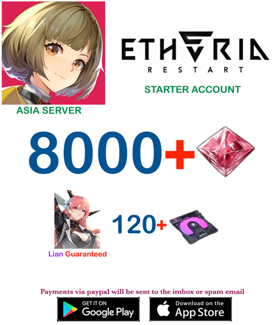 [Asia Server]  8000+ crystals  Etheria restart  Reroll  Starter Account