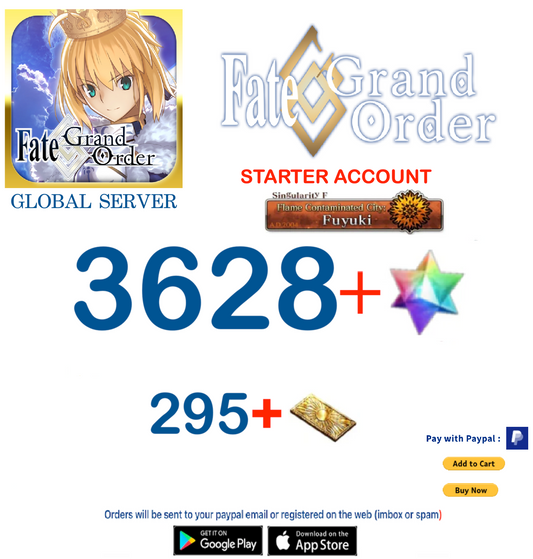 [GLOBAL SERVER][INSTANT DELIVERY] 3600 sq - (245-270) Tickets +SQ Fate Grand Order FGO Quartz  Reroll Starter
