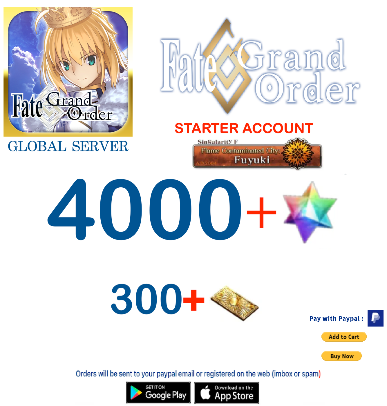 [GLOBAL SERVER] 4000 SQ+    Fate Grand Order FGO Starter Account