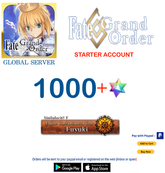 [Global Server] 1000 SQ  Fate Grand Order FGO Quartz Starter Account