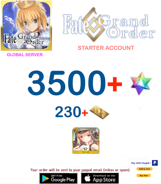 [Global Server] 3500 SQ  + Altria Caster  Fate Grand Order FGO Quartz Starter Account