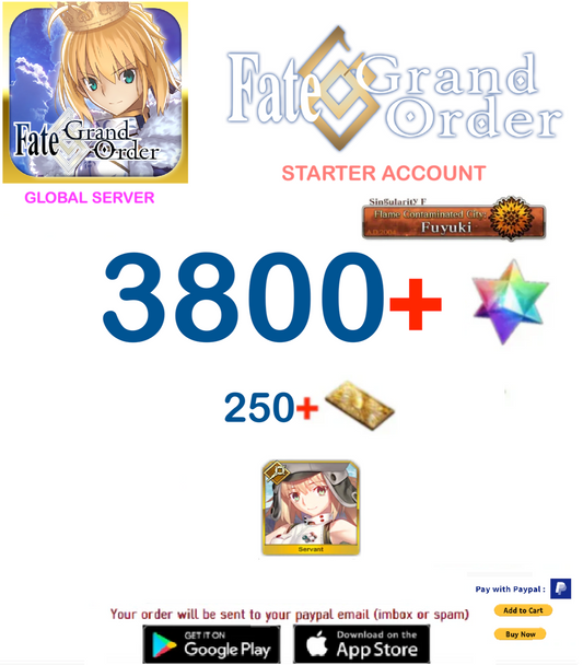 [Global Server] 3800 SQ  + Altria Caster  Fate Grand Order FGO Quartz Starter Account