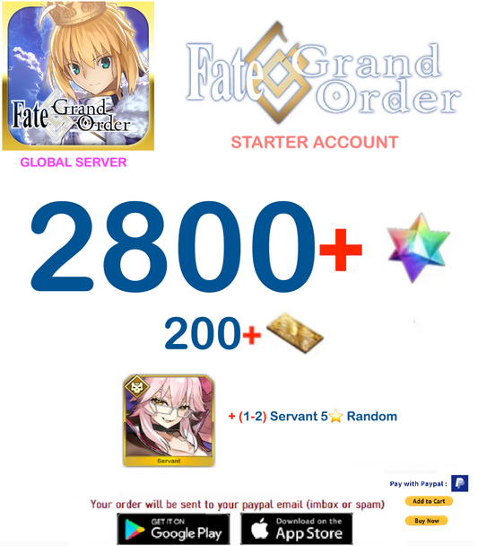 [Global Server] 2800 SQ  + Koyanskaya of Light + (1-2)5⭐  Fate Grand Order FGO Quartz Starter Account