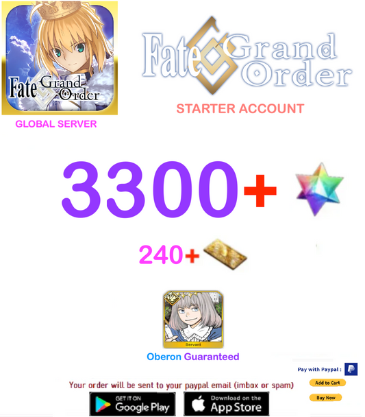 [Global Server] 3300 SQ  + Oberon Fate Grand Order FGO Quartz Starter Account