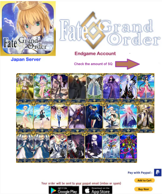 [JP Server]Altria Face 3000-4500 + SQ Fate Grand Order FGO Quartz Endgame Account