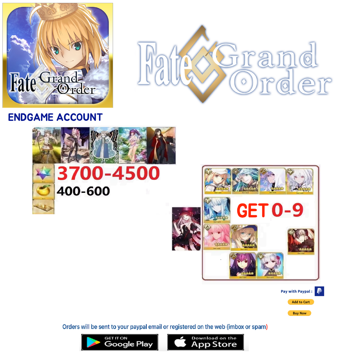 [JAPAN SERVER]   Fate Grand Order FGO Endgame Reroll Account