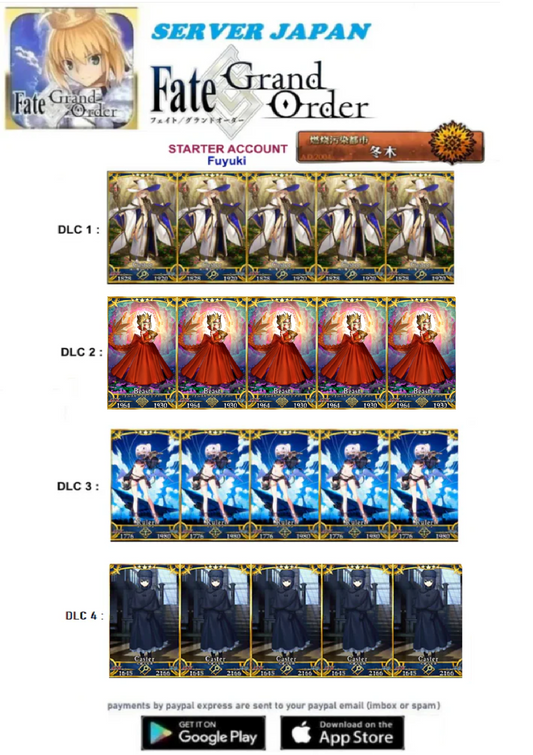 [JAPAN  SERVER] Tonelico , Nero Draco , Melusine Summer  NP5 Servants Fate Grand Order FGO Quartz Starter Reroll Starter