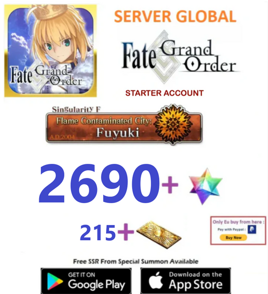 [GLOBAL SERVER][INSTANT DELIVERY] 2690 +SQ Fate Grand Order FGO Quartz  Reroll Starter