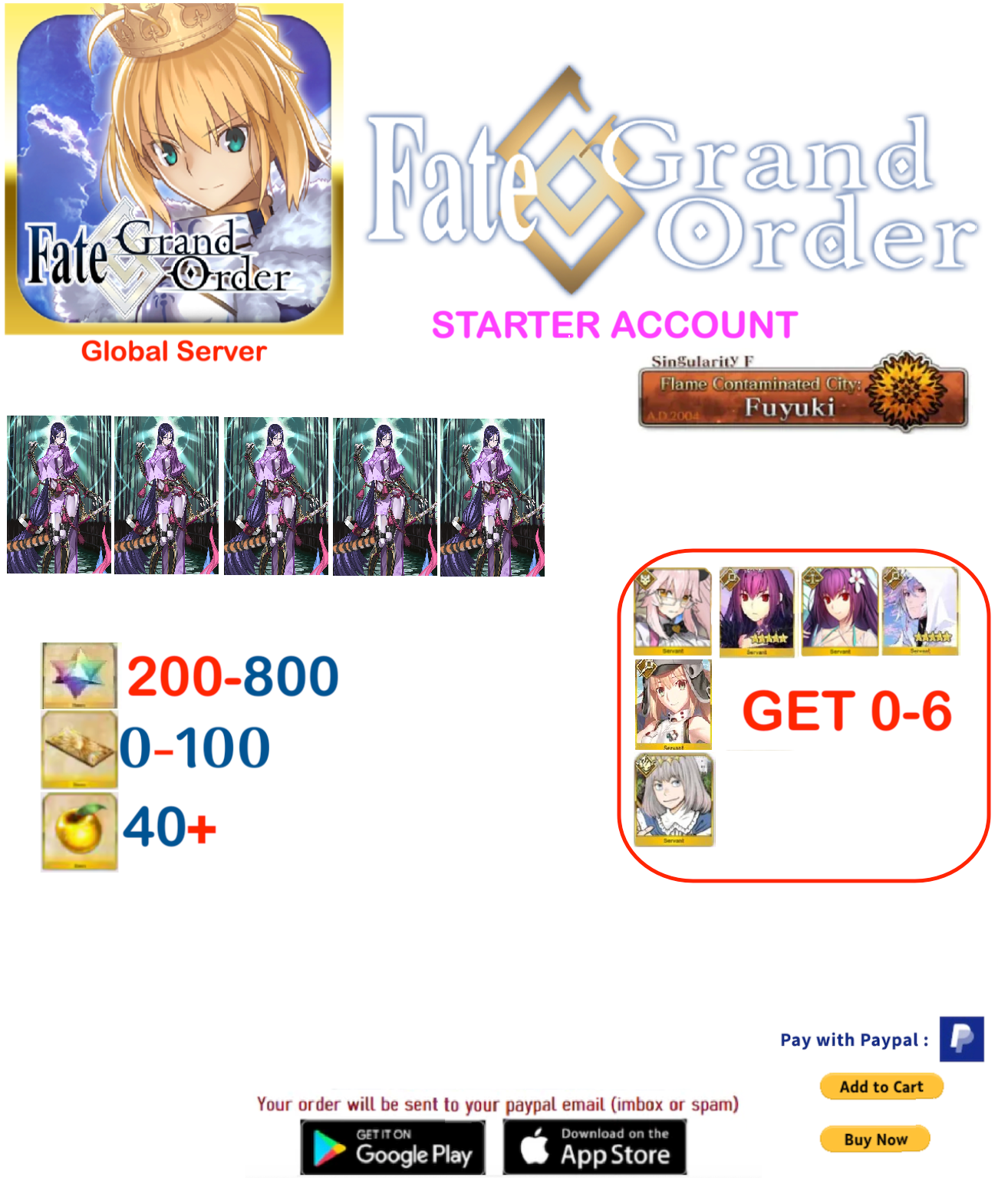 [GLOBAL SERVER]  Raikou   Np5 Fate Grand Order Starter Account