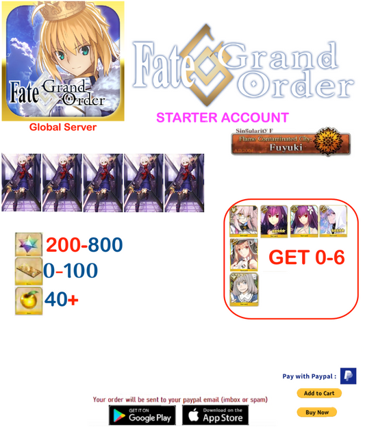 [GLOBAL SERVER]  Mysterious Heroine X Np5 Fate Grand Order Starter Account