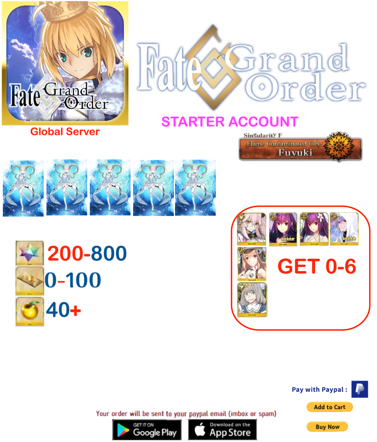 [GLOBAL SERVER]  Larva Tiamat   Np5 Fate Grand Order Starter Account